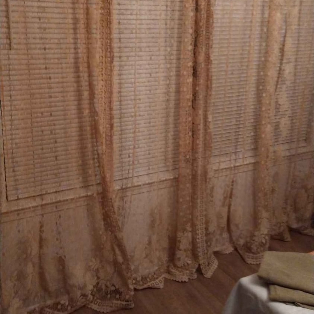 4 Lace Curtains with Curtain Rings
